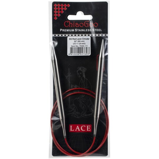 ChiaoGoo Red Lace 32" Stainless Circular Knitting Needles - Sizes US 0/2mm to 19 / 15mm